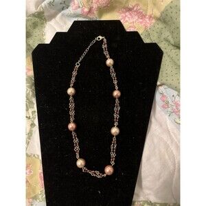 Vintage Trifari Pink Pearl & Red Seed Bead Station Necklace